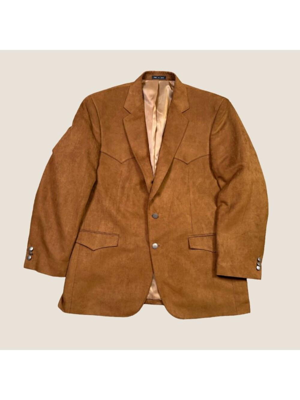 Harmony Western Wear Faux Suede Blazer Jacket Mens 44R Brown Cowboy Western Coat